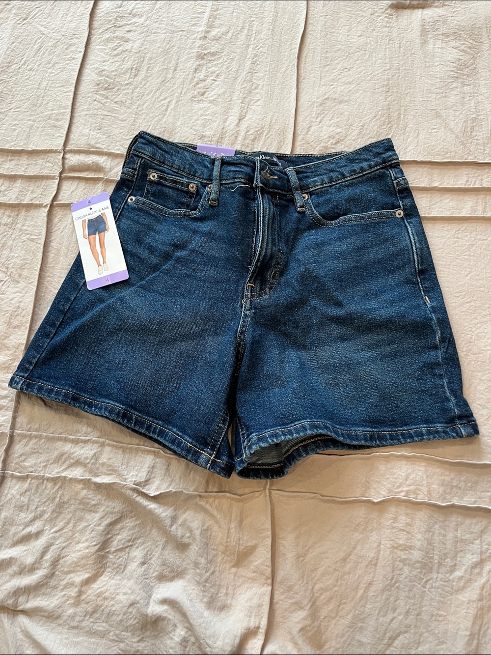 Calvin Klein Jeans Dark Blue Denim High-Rise Shorts